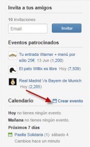 Crear evento tuenti