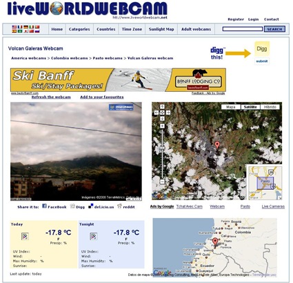 Volcan Galeras webcam (Pasto, Colombia)